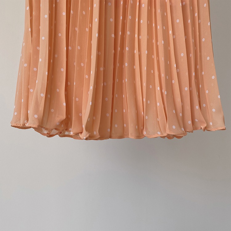 オレンジドット プリーツ ロングスカート