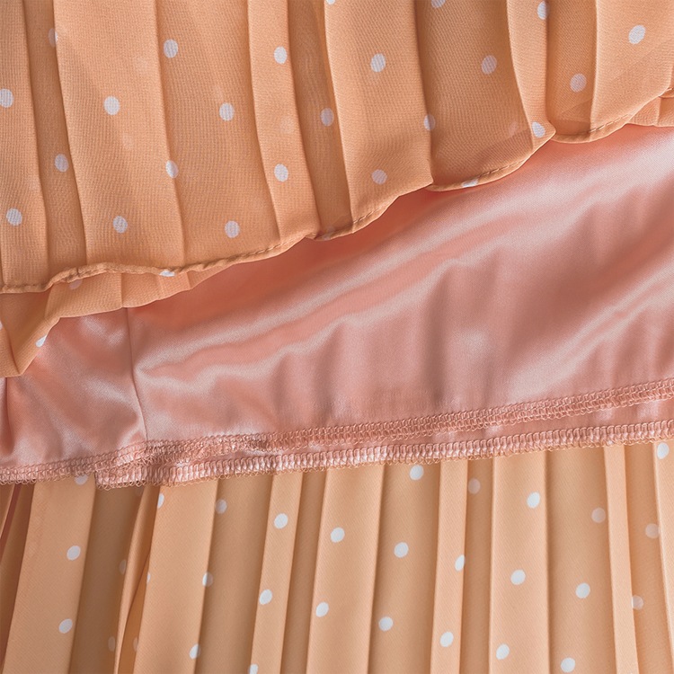 オレンジドット プリーツ ロングスカート