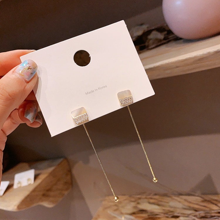 きれいめ シェル チェーン ロングピアス