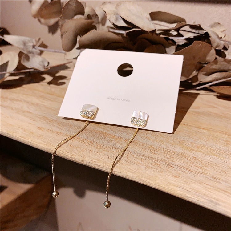 きれいめ シェル チェーン ロングピアス