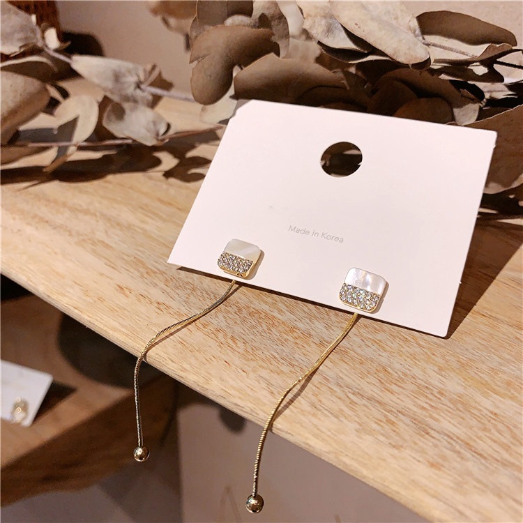 きれいめ シェル チェーン ロングピアス