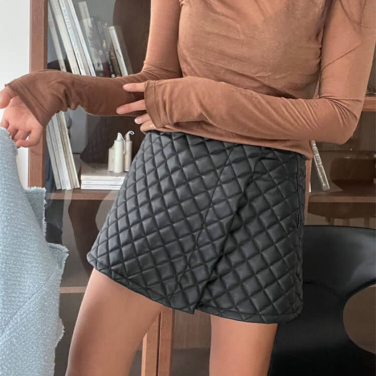 韓国ゴルフウェア キルティング 中綿 ゴルフスカート