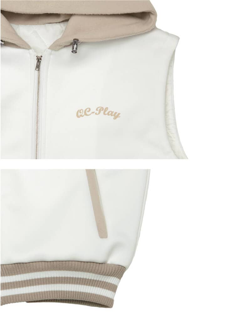 フード付き ネオ二重生地 パディング ベスト ゴルフ