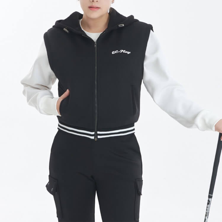 フード付き ネオ二重生地 パディング ベスト ゴルフ