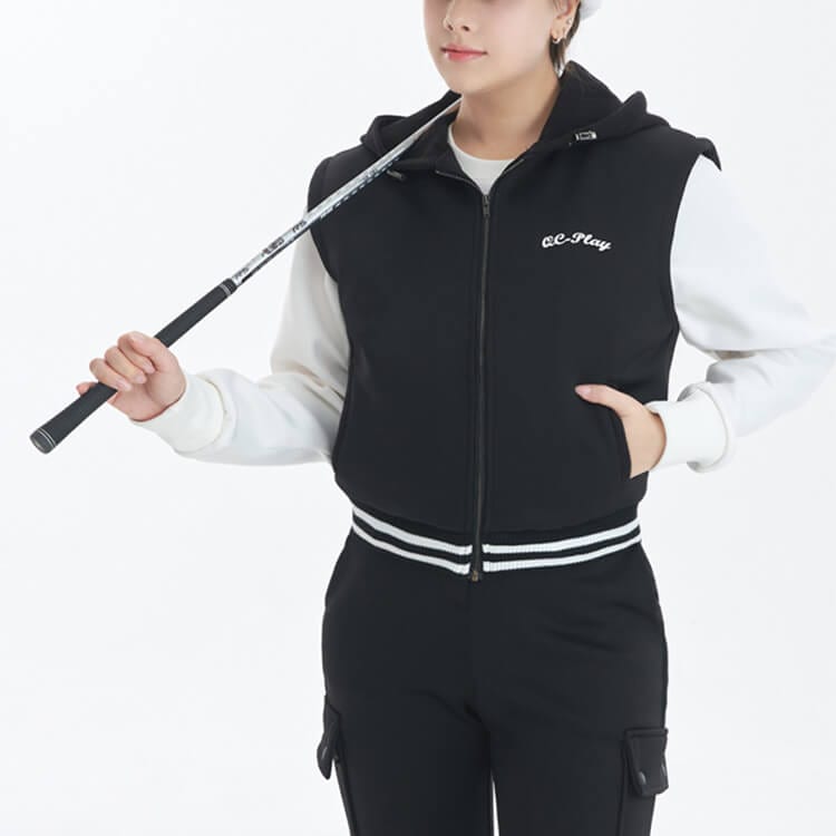 フード付き ネオ二重生地 パディング ベスト ゴルフ
