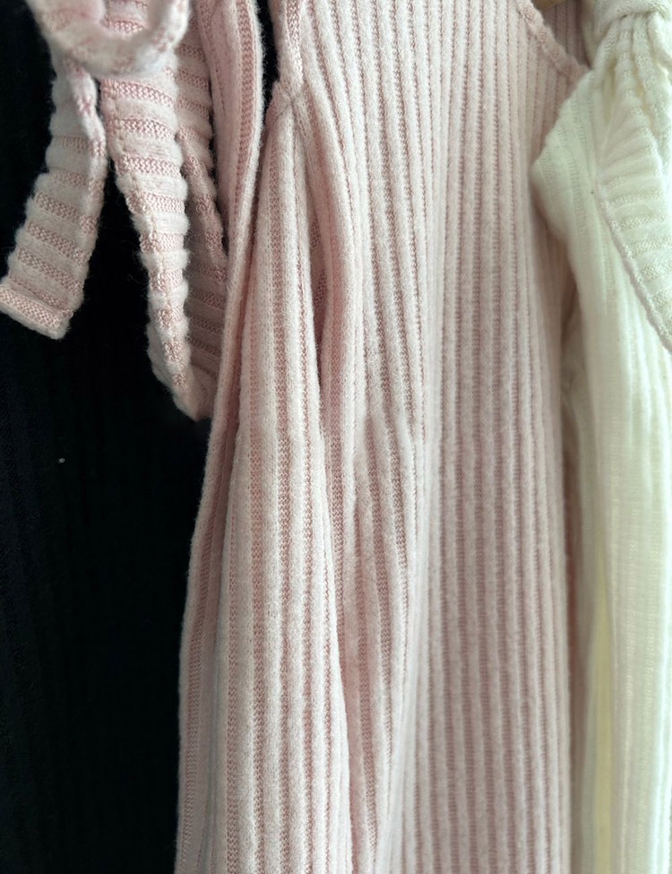 カットショルダー りぼん 長袖 Tシャツ