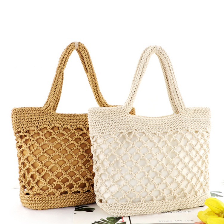 ワンショルダー コットンロープ 編みバッグ