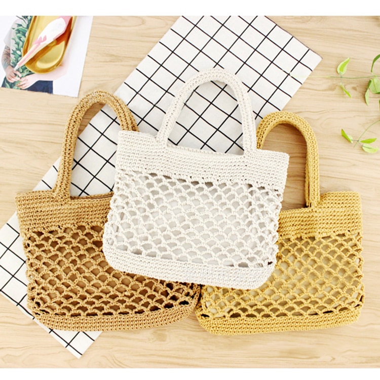 ワンショルダー コットンロープ 編みバッグ