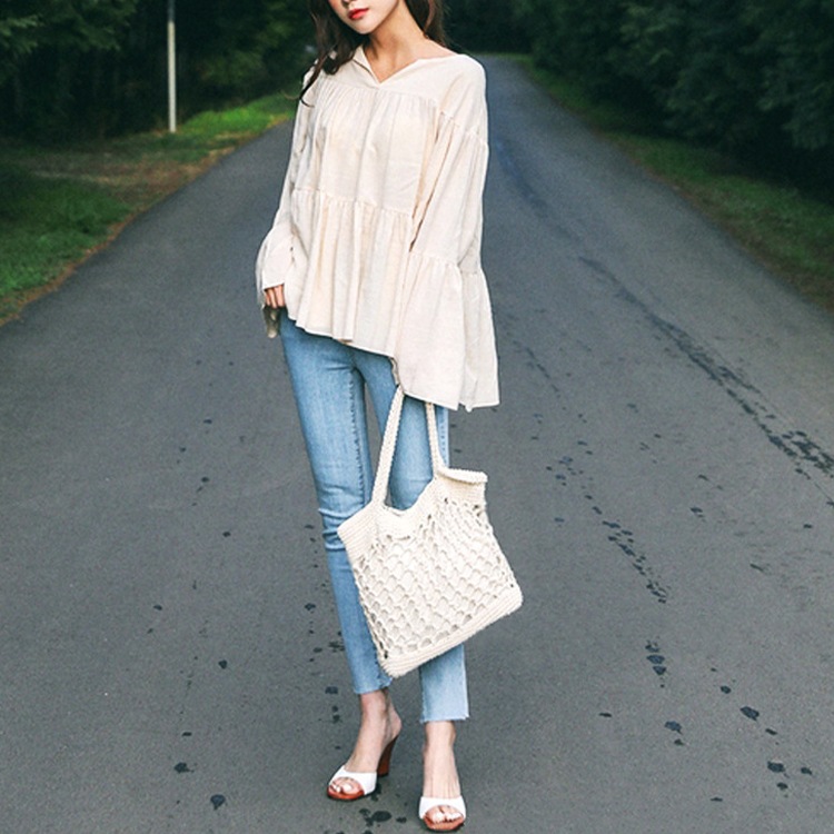 ワンショルダー コットンロープ 編みバッグ