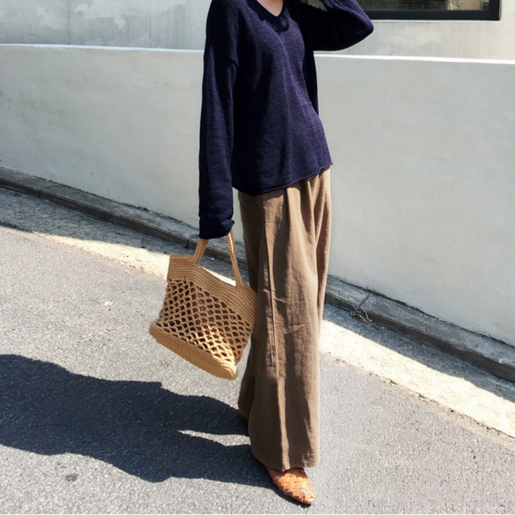 ワンショルダー コットンロープ 編みバッグ