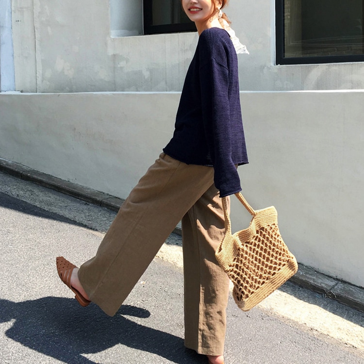 ワンショルダー コットンロープ 編みバッグ