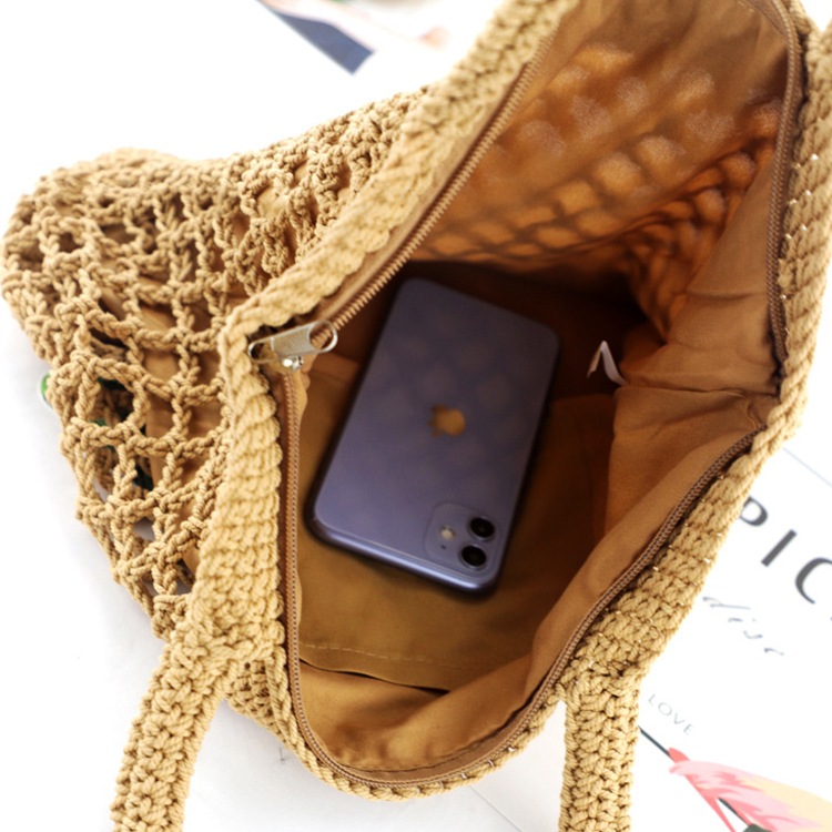 ワンショルダー コットンロープ 編みバッグ