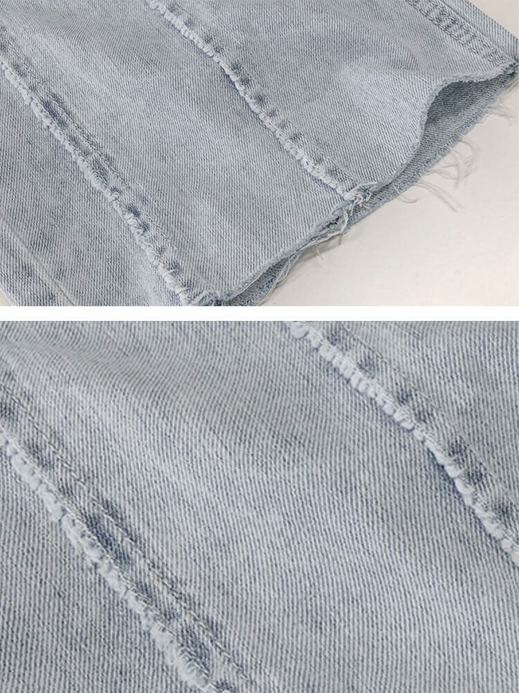 切りっぱなし ハイウエスト デニム ワイドパンツ