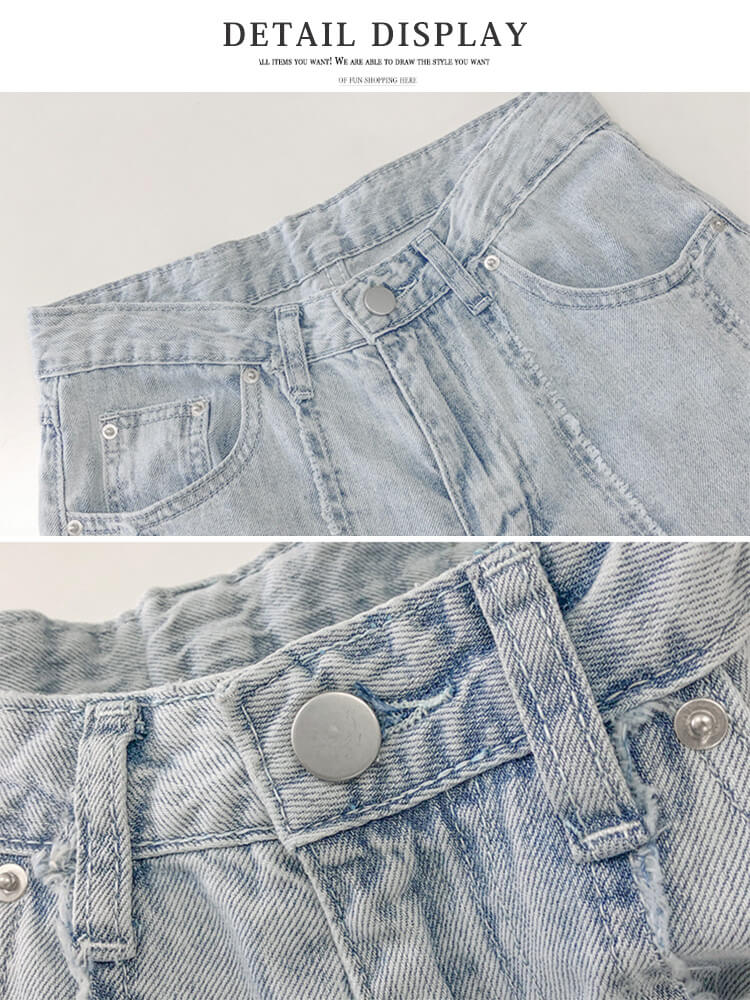 切りっぱなし ハイウエスト デニム ワイドパンツ