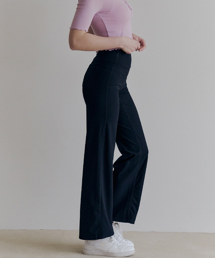 ハイウエスト ワイドライン ストレートパンツ ヨガウエア

