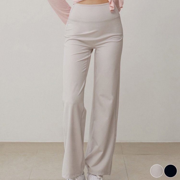 ハイウエスト ワイドライン ストレートパンツ ヨガウエア

