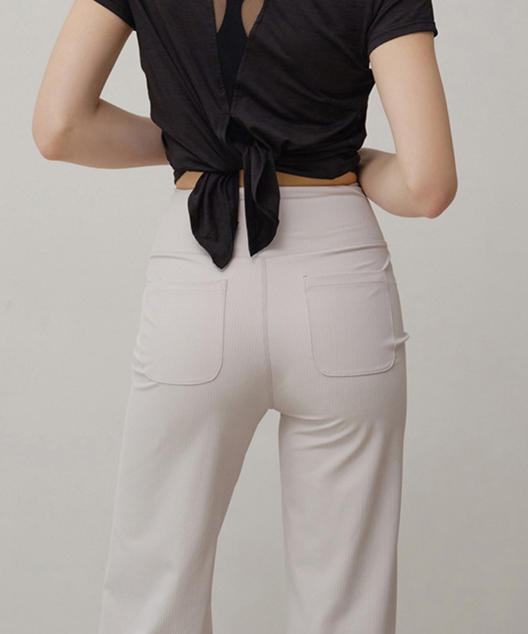 ハイウエスト ワイドライン ストレートパンツ ヨガウエア

