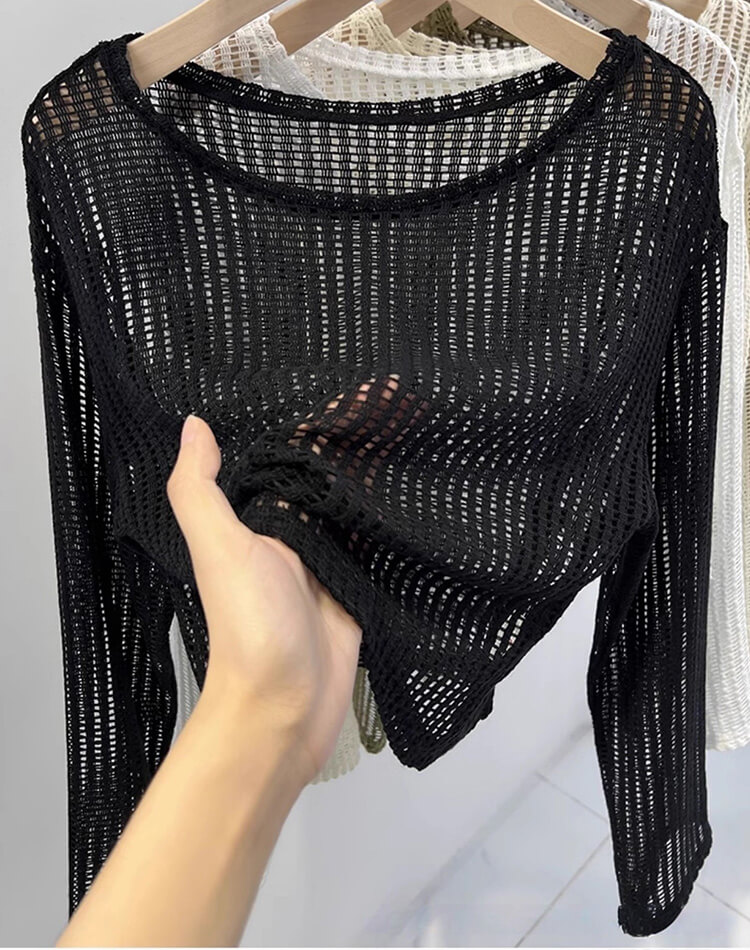 ショート丈 メッシュ トップス カバーアップ