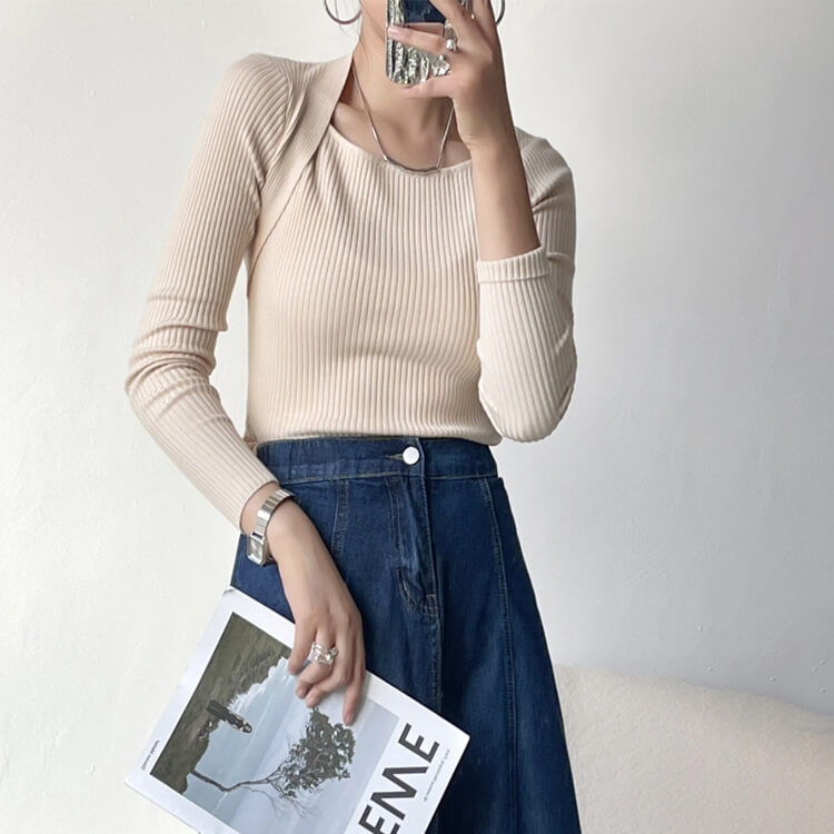 スクエアネック ボレロ風 スクエアネック ニット