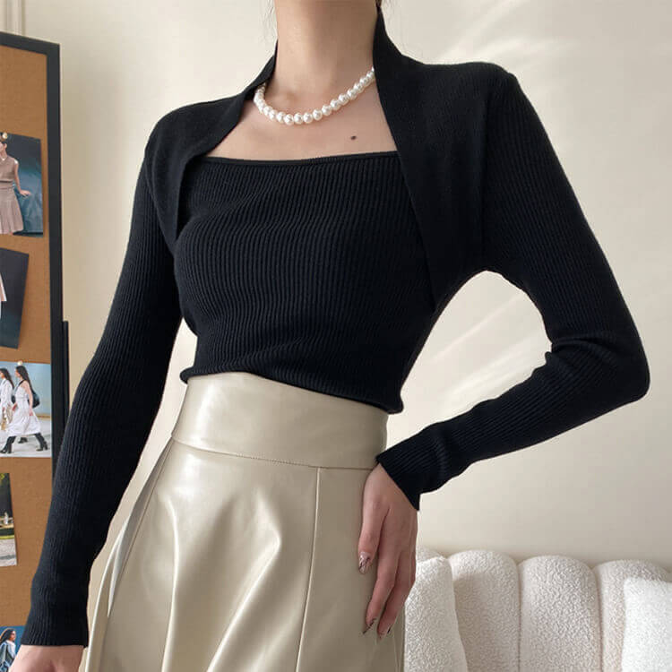 スクエアネック ボレロ風 スクエアネック ニット