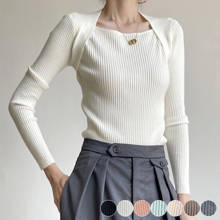 スクエアネック ボレロ風 スクエアネック ニット