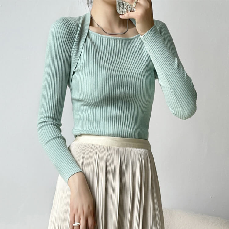 スクエアネック ボレロ風 スクエアネック ニット