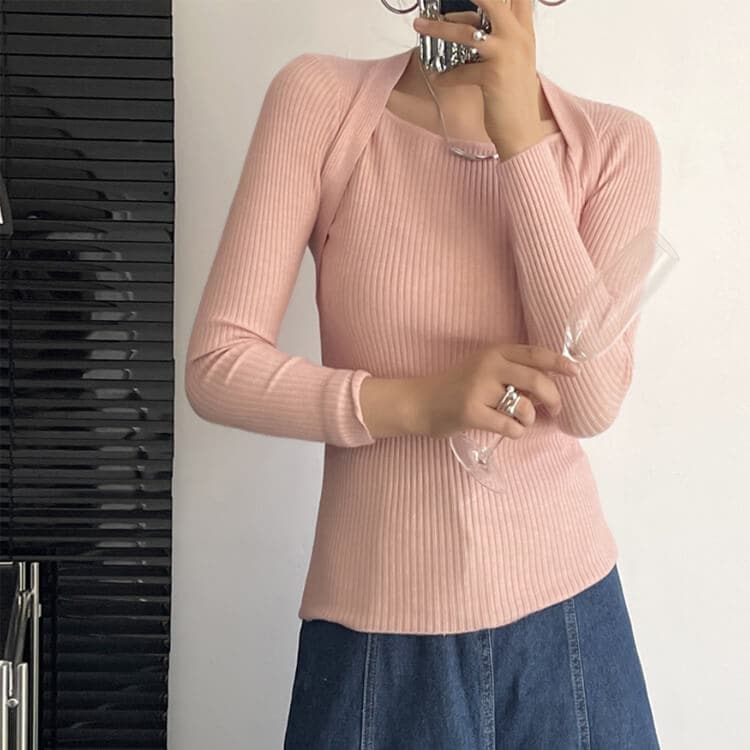 スクエアネック ボレロ風 スクエアネック ニット