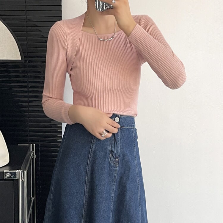 スクエアネック ボレロ風 スクエアネック ニット