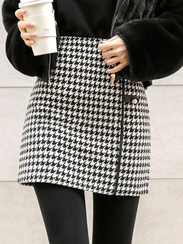 千鳥格子 Ａライン ミニスカート ゴルフウエア