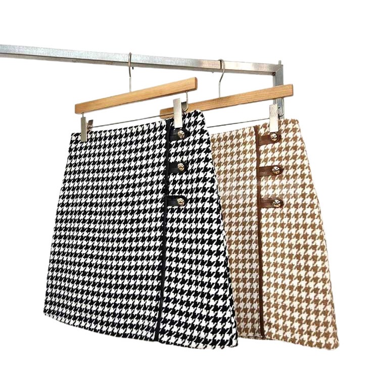 千鳥格子 Ａライン ミニスカート ゴルフウエア