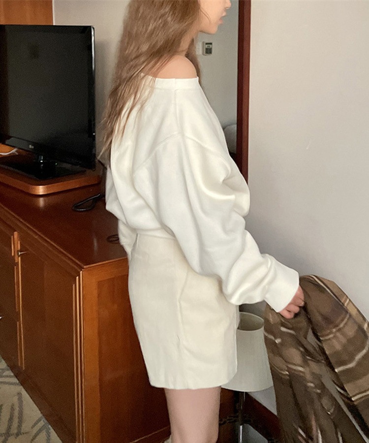 クロップド丈 ボートネック スウェット トップス