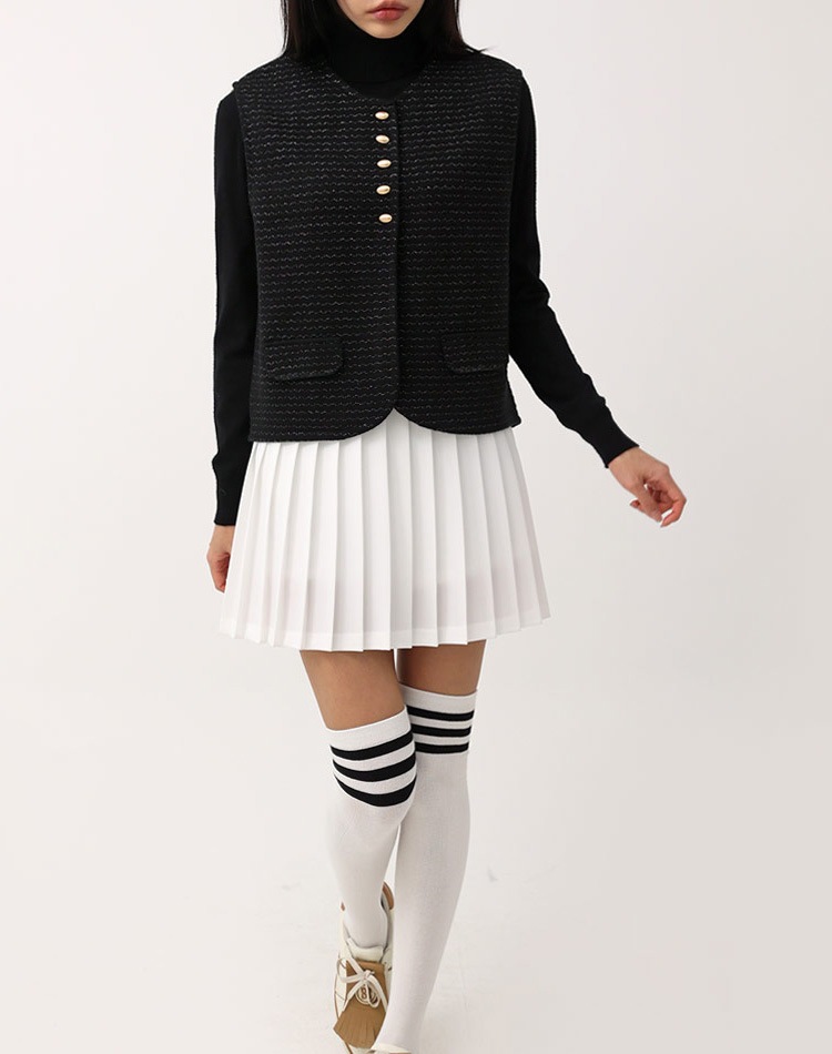 ラメニット ジグザグ ボーダー柄 ベスト 韓国ゴルフウェア