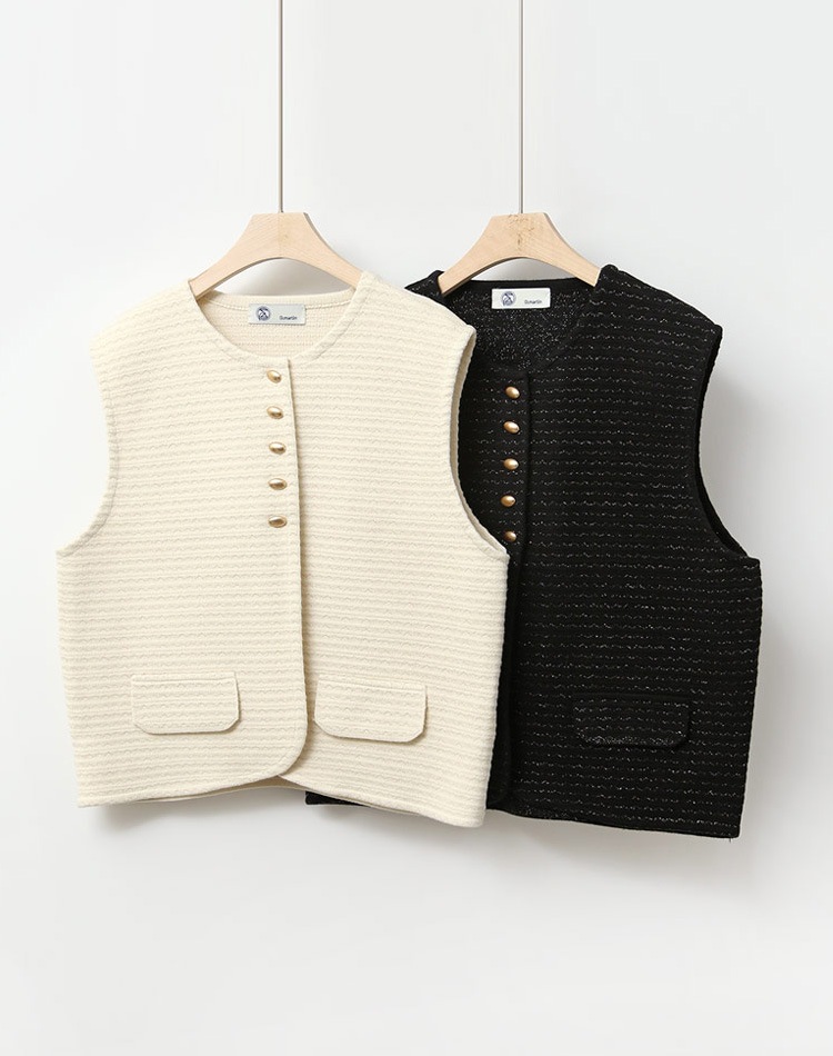 ラメニット ジグザグ ボーダー柄 ベスト 韓国ゴルフウェア