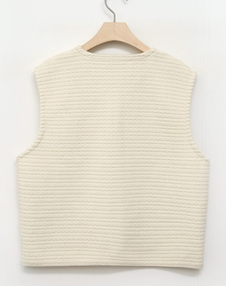 ラメニット ジグザグ ボーダー柄 ベスト 韓国ゴルフウェア