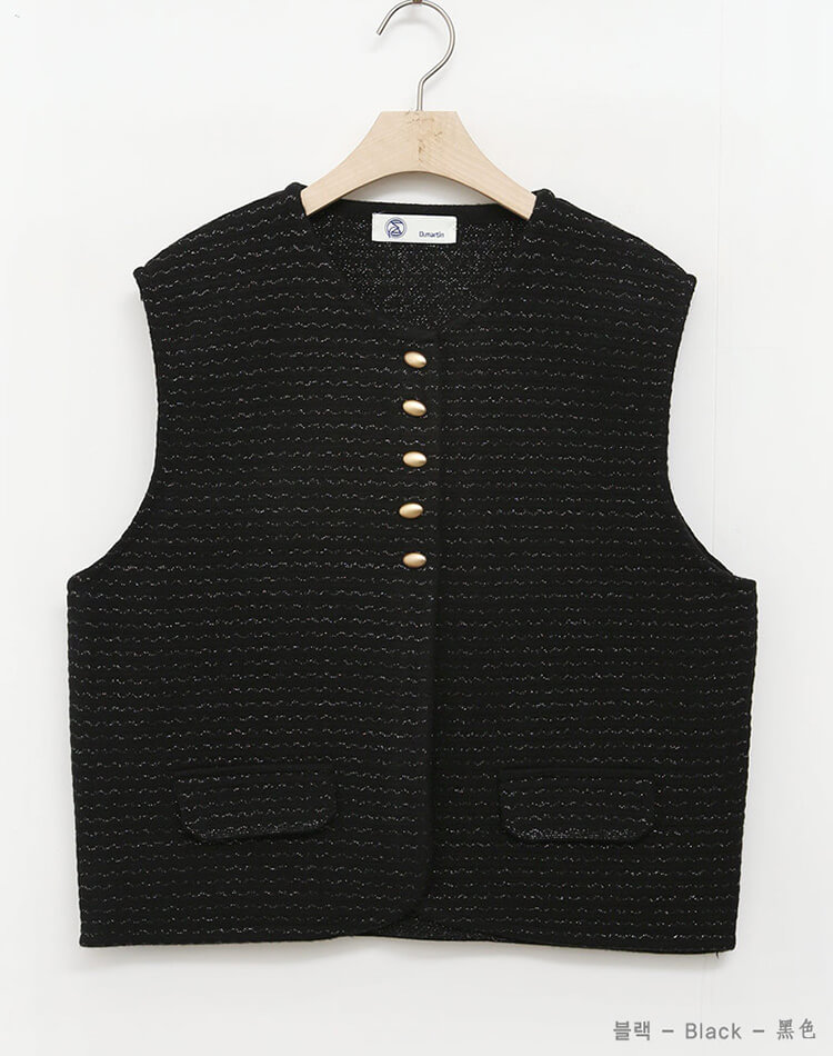 ラメニット ジグザグ ボーダー柄 ベスト 韓国ゴルフウェア