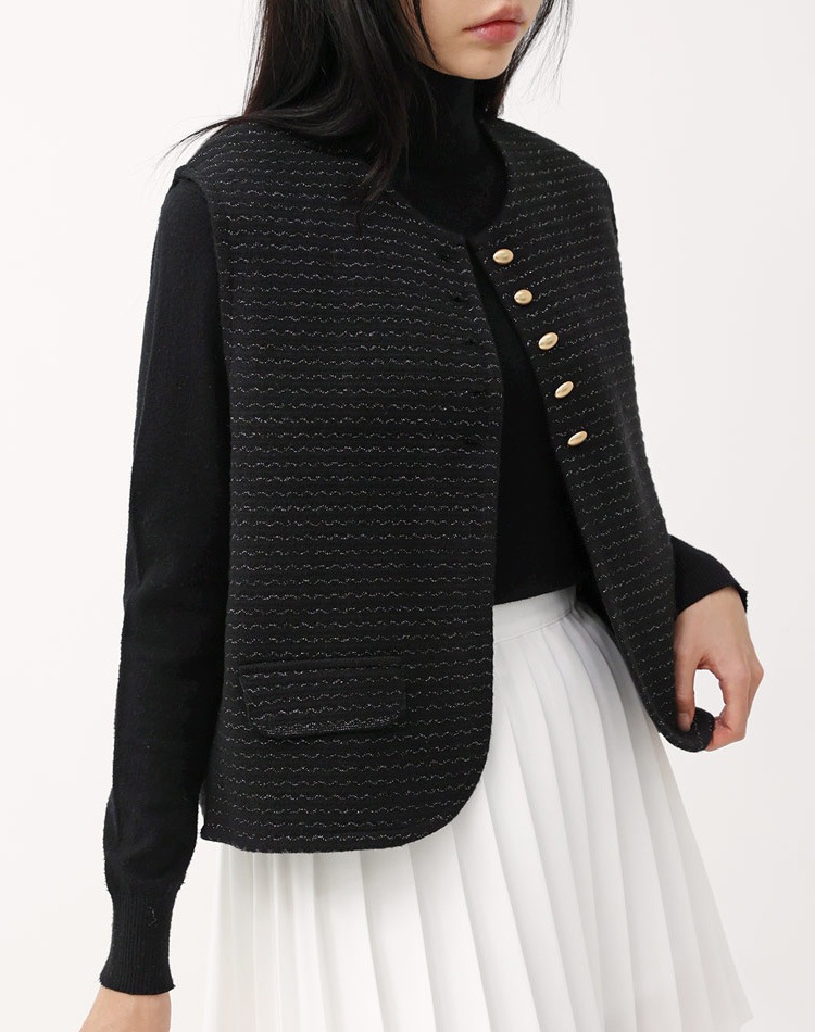 ラメニット ジグザグ ボーダー柄 ベスト 韓国ゴルフウェア