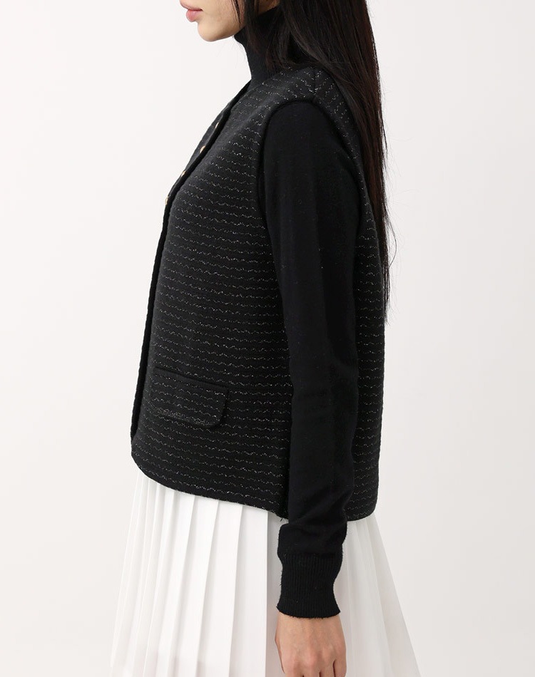 ラメニット ジグザグ ボーダー柄 ベスト 韓国ゴルフウェア