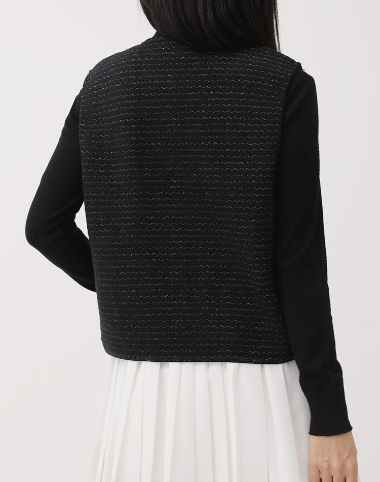 ラメニット ジグザグ ボーダー柄 ベスト 韓国ゴルフウェア