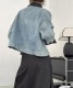 異素材ミックス エレガント 襟付き デニムジャケット