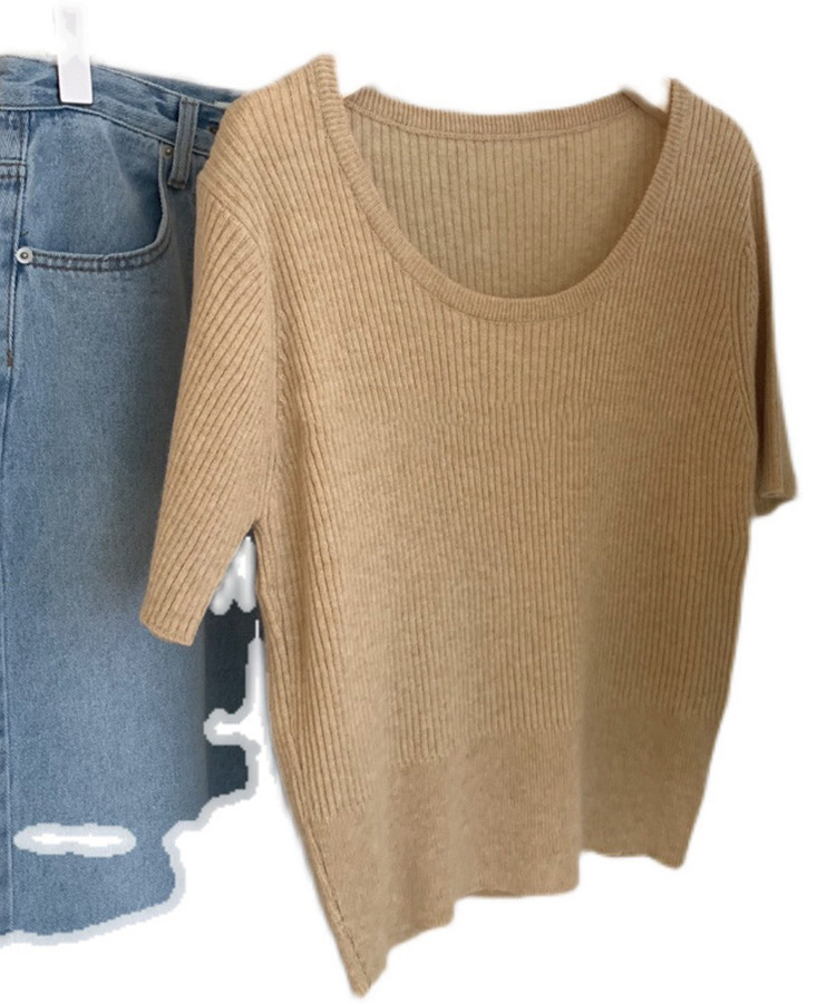 ラウンドネック リブニット 半袖 Ｔシャツ