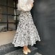 セミロング丈 花柄 フレアスカート