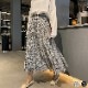 セミロング丈 花柄 フレアスカート