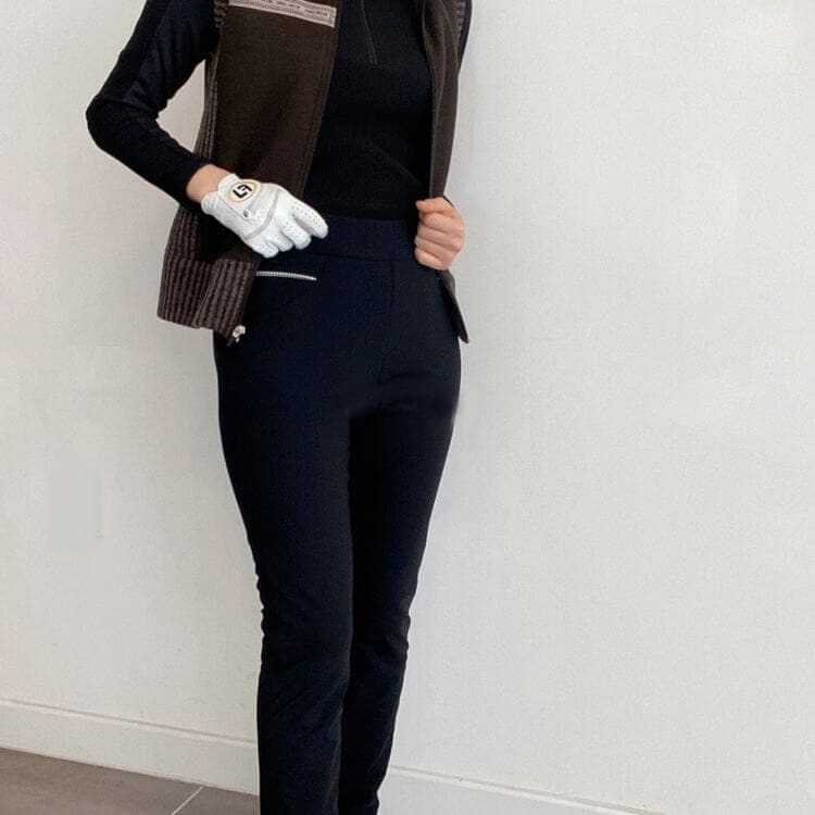 韓国ゴルフウェア 裏起毛 ストレッチ ロングパンツ