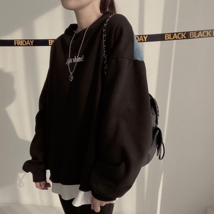 デニム 切り換え ゆったり スウェットトレーナー