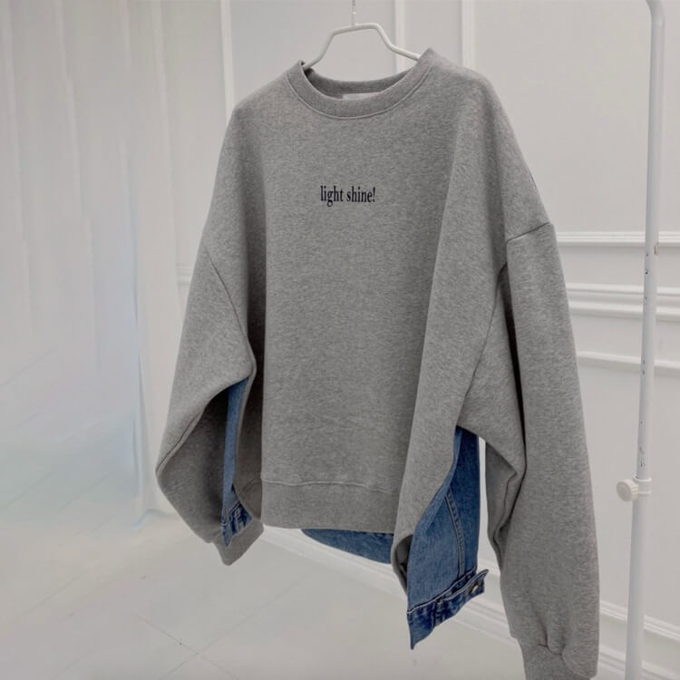 デニム 切り換え ゆったり スウェットトレーナー