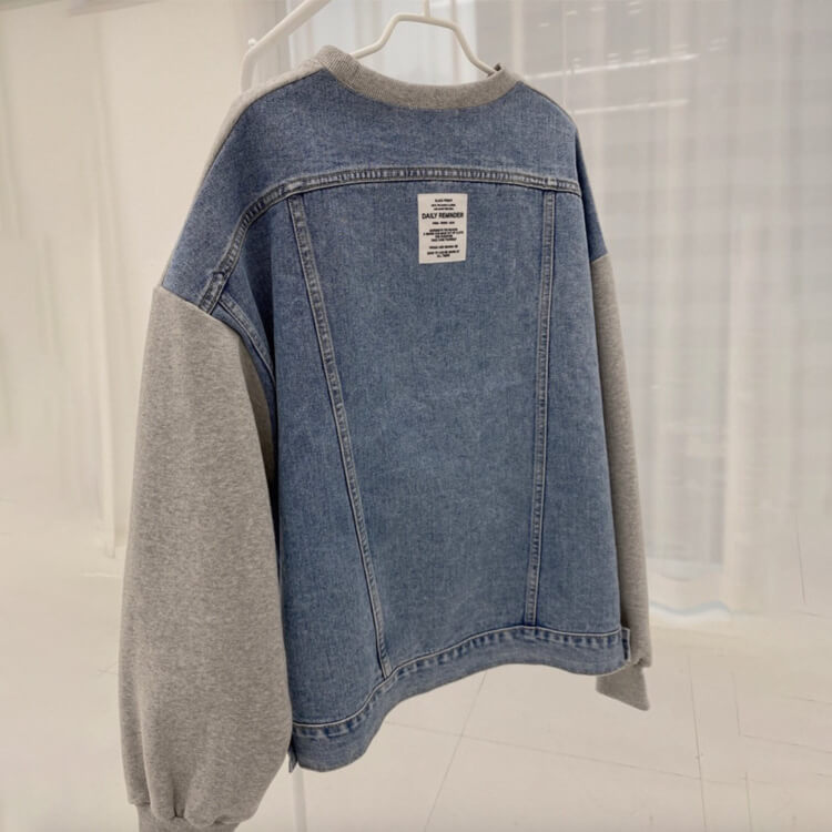 デニム 切り換え ゆったり スウェットトレーナー