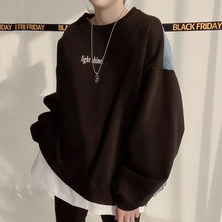 デニム 切り換え ゆったり スウェットトレーナー