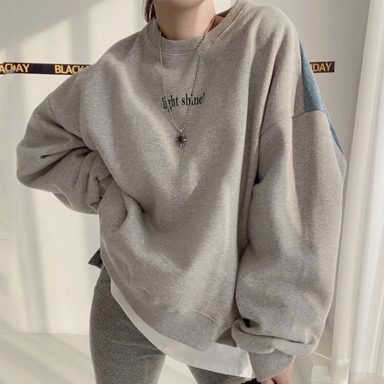 デニム 切り換え ゆったり スウェットトレーナー