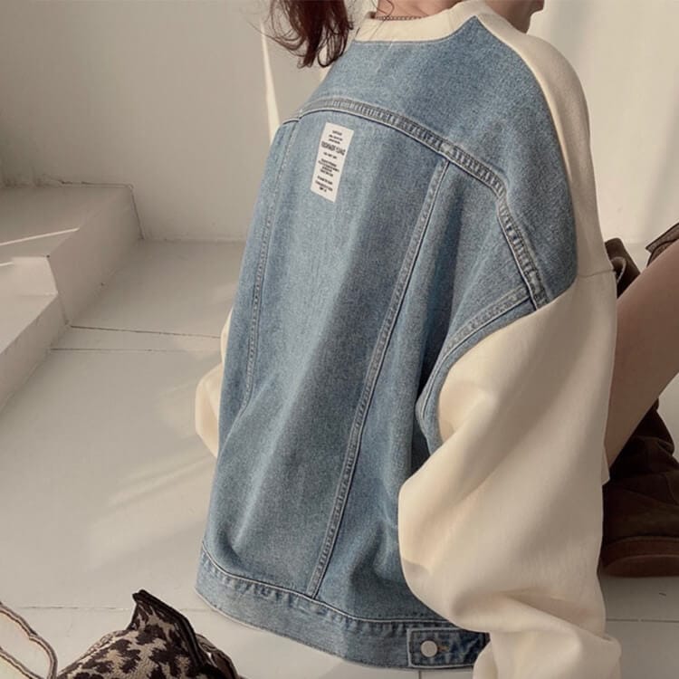 デニム 切り換え ゆったり スウェットトレーナー