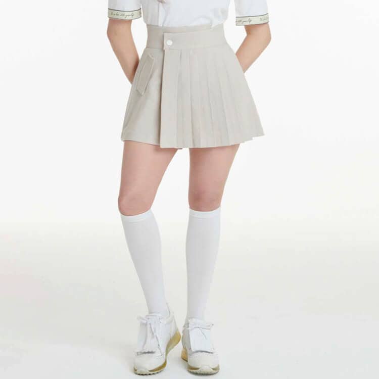 韓国ゴルフウェア Aライン プリーツ キュロットスカート